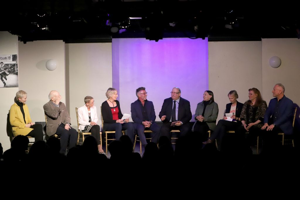 Christine Colby, Richard Korthaze, Jill Cook, Sandahl Bergman, Wayne Ciliento, Moderator Ken Bloom, Ann Reinking, Kathryn Doby, Gail Benedict, William Whitener