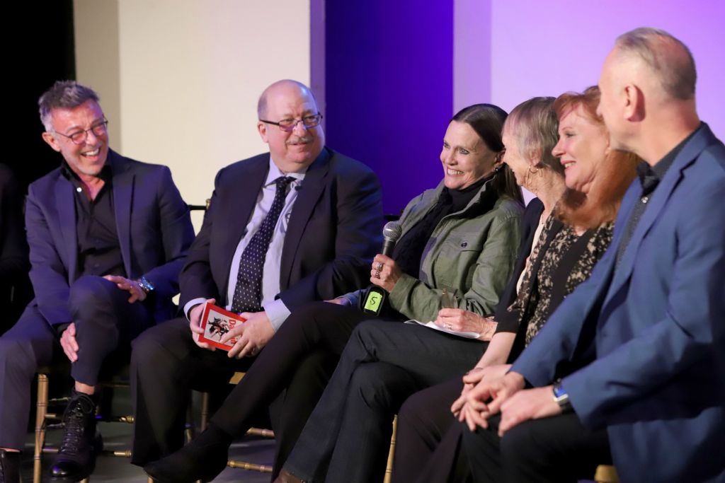 Wayne Ciliento, Moderator Ken Bloom, Ann Reinking, Kathryn Doby, Gail Benedict, William Whitener